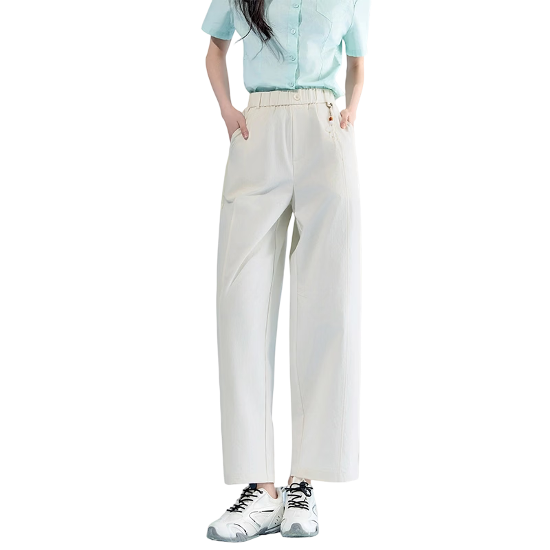 Free Style Wide-Leg Pants for Women Summer Thin Nine-Point Straight Casual Pants 2026 New High Waist Slim Loose Narrow Balloon Pants