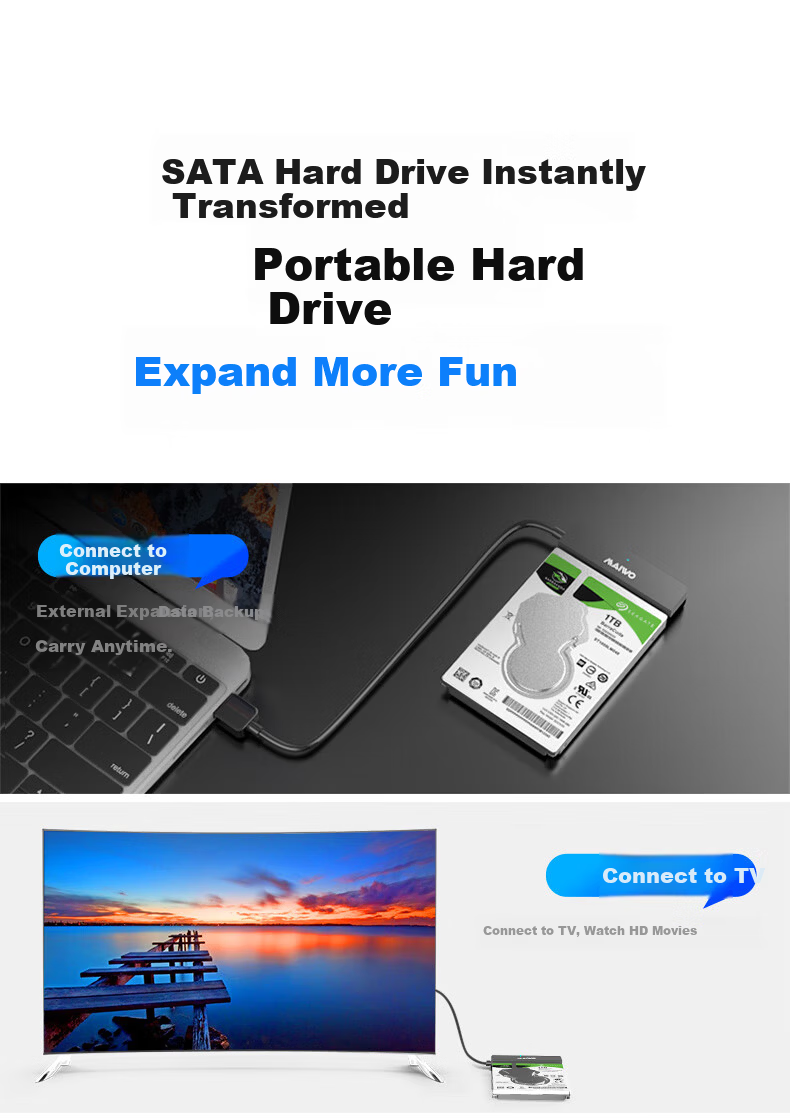 MAIWO Hard Drive Easy Drive Cable 2.5 Inch Mechanical Hard Drive Enclosure SATA USB 3.0 to SATA Adapter Cable Hard Drive Converter No Enclosure K104A White 2
