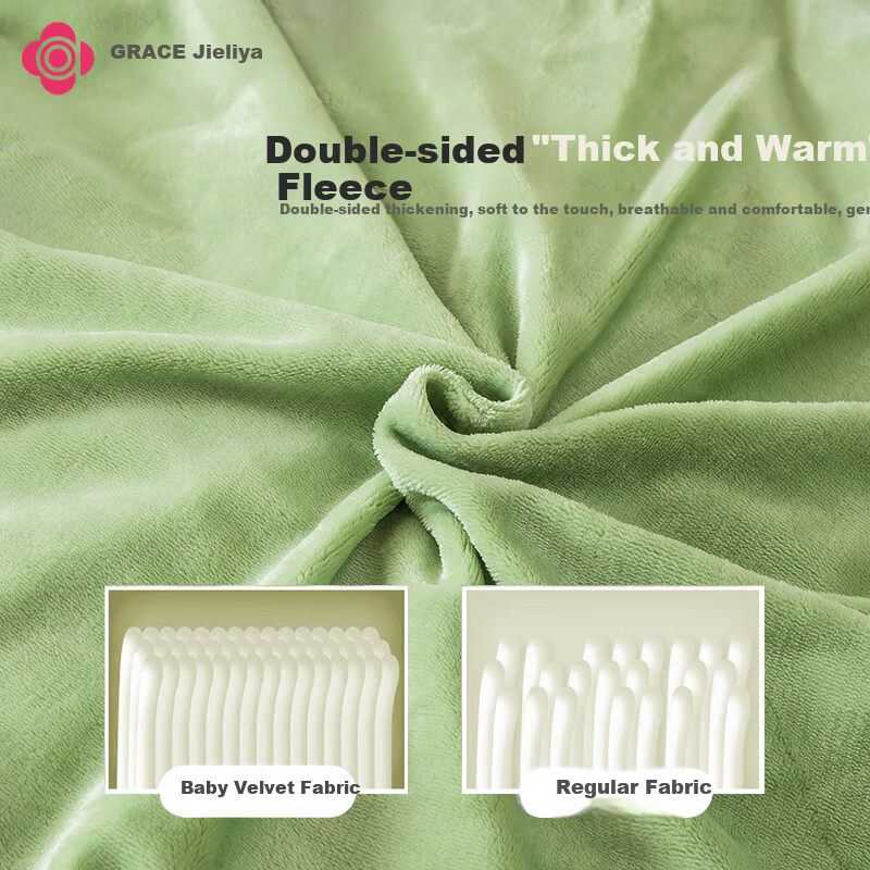 Grace Baby Velvet Quilt Cover Autumn Winter Thickened Single Student Dormitory 180*200cm Green