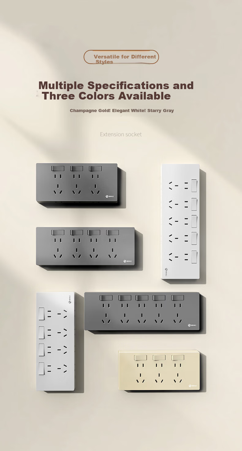 Guojidiangong 86-Type Expandable Socket, Kitchen Extension Multi-Functional Converter, Concealed Installation for Home Use with Switch, Power Strip with 21 Outlets, Left Expansion Five-Hole White 6