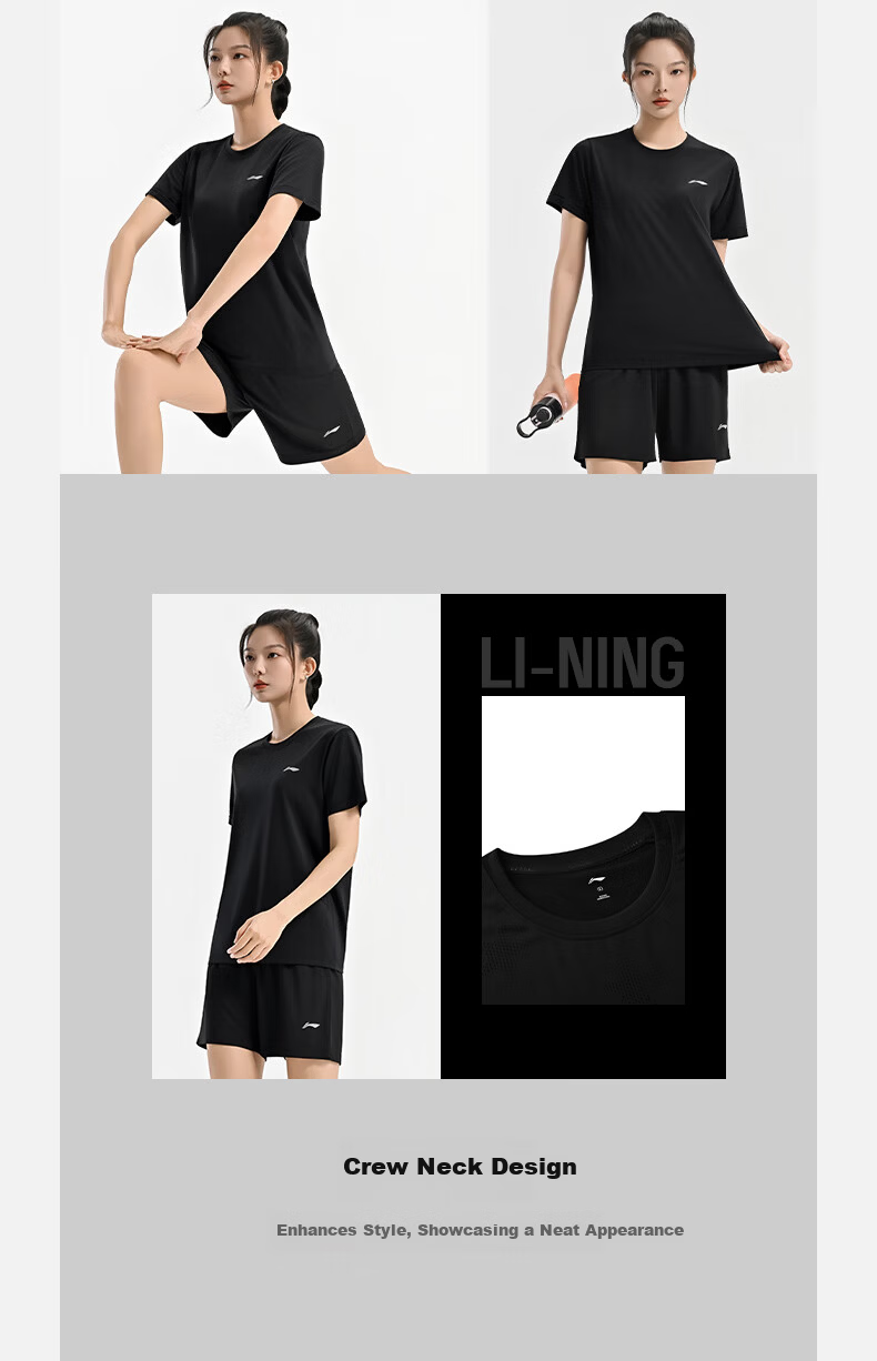 LI-NING Table Tennis Sports Set Unisex Running Short Sleeve Badminton Sportswear Comfortable Quick-Dry Fitness Training Clothes 6