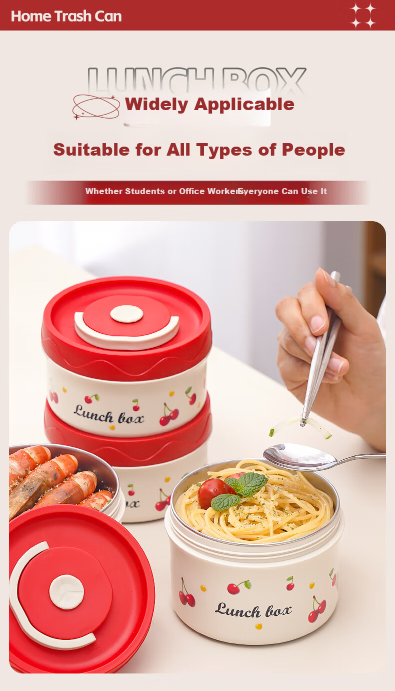 PAKCHOICE Insulated Lunch Box for Office Workers, 316 Stainless Steel Microwaveable Multi-layer Portable Bento Box for Students 9