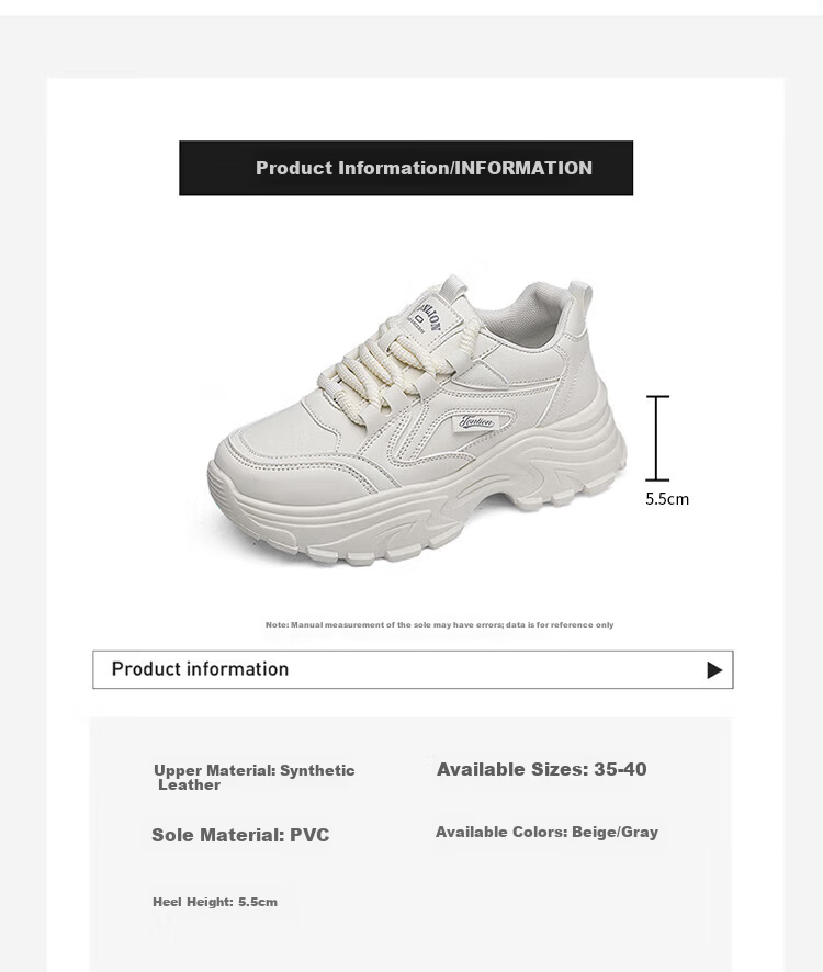TonLion Women's Dad Sneakers 2026 Summer Thick Sole Casual Shoes Height Increasing Sports White Shoes Black Size 37 4