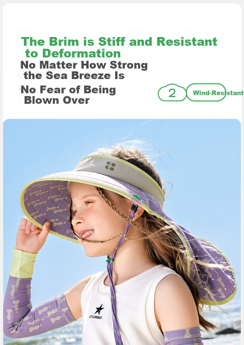 Kocotreekk Kids UV Protection Wide Brim Open Top Hat Breathable Neck Guard Cap Blue Green M 10