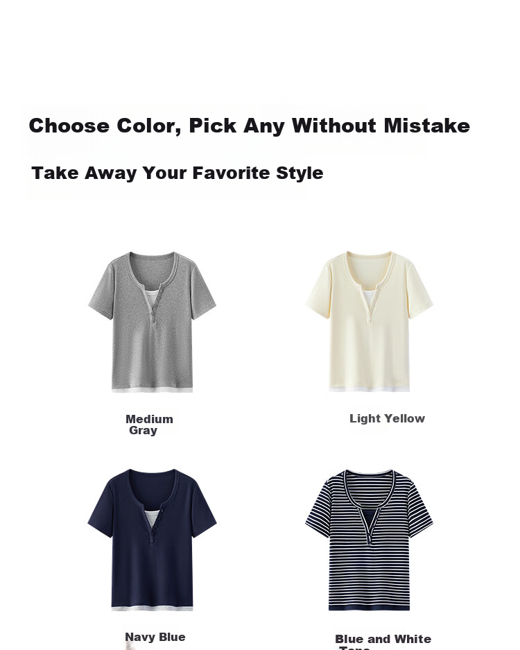 Semir Mall Style | Women's Summer Short Sleeve T-Shirt, Short Colorblock Fake Two-Piece, 2026 Shoulder Top 101326100004 22
