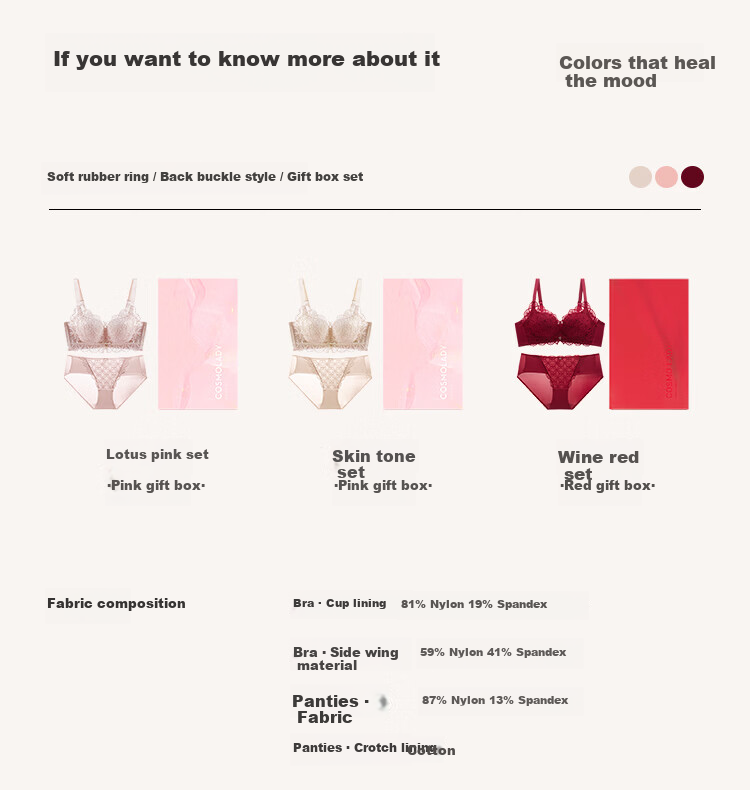 Dushiliren Lace Push-Up New Chinese-Style Bra Set Gift Box, Underwear Panties, Valentine's Day Gift for Girlfriend, 2B22E4 19