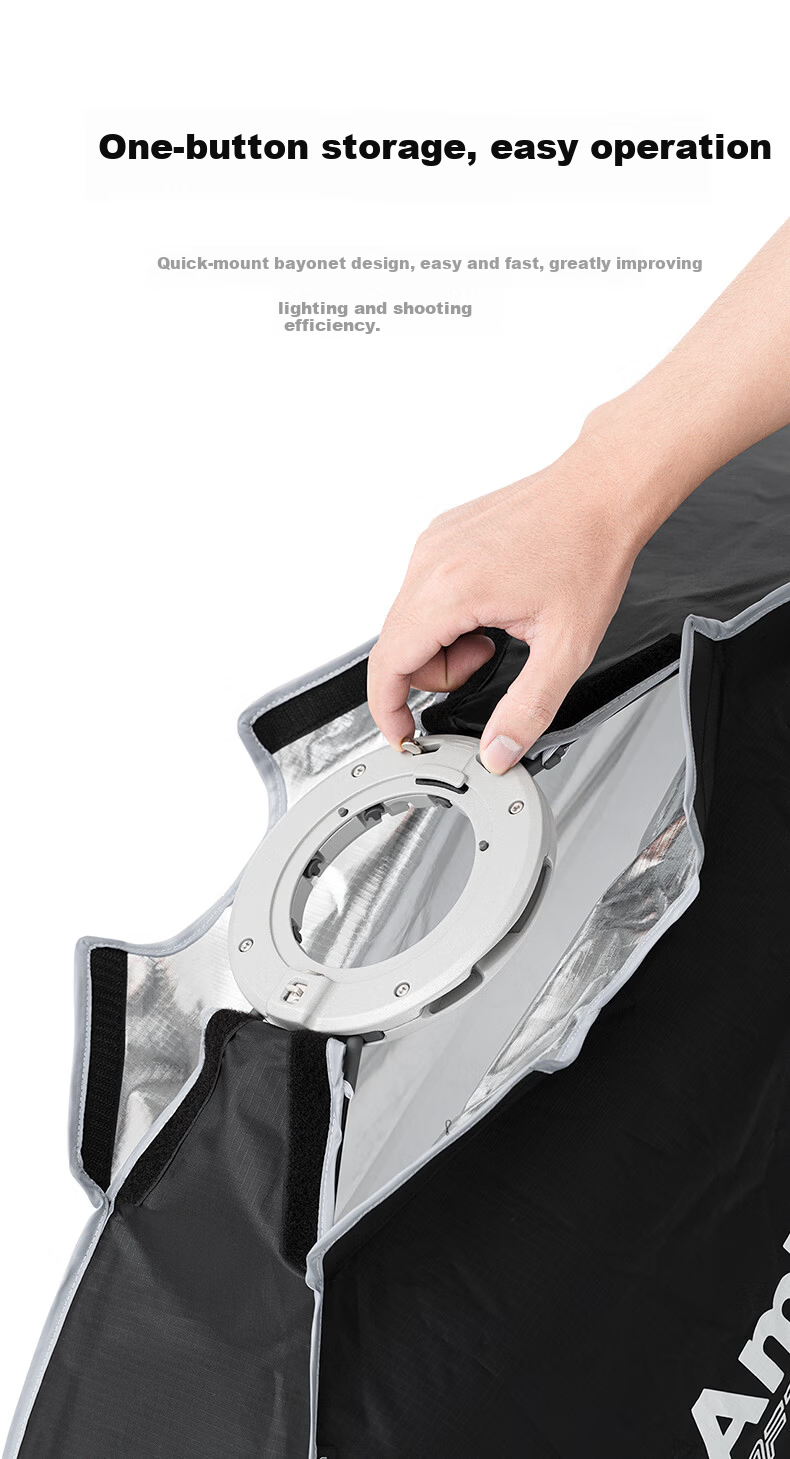 AMBITFUL ZhiJie Q7 Quick-Install Deep Octagonal 55CM Softbox with Bowens Mount Soft Diffuser for Godox SL150III Live Streaming Photography Light 11