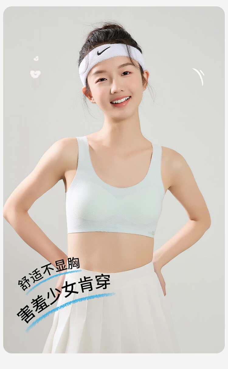 GUJIN Summer Lightweight Girls' Bra Development Period Underwear for Older Children High School Students Youth Vest White Pink XL 6