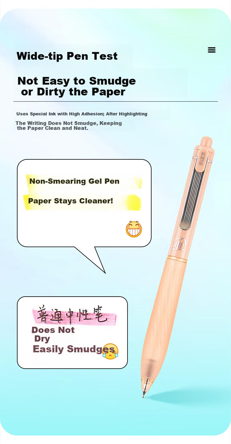 Fizz Low Noise Click Gel Pen 0.5mm Quick-Dry Dual Ballpoint Soft Grip Large Capacity Office Signature Pen Green B73012 6