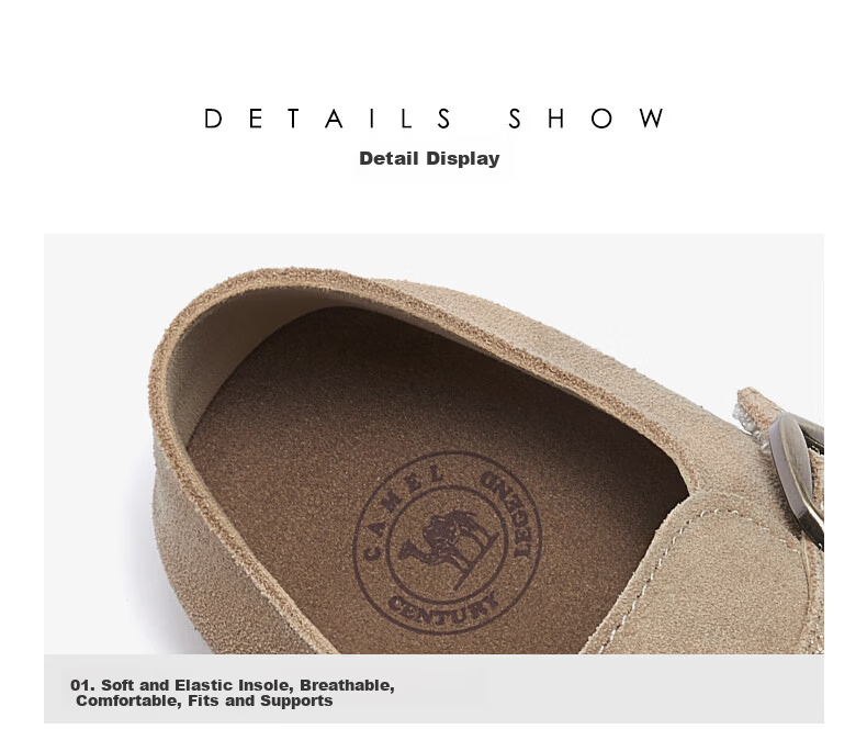 CAMEL Li Keyi Edition Loose Fit 2nd Generation Birkenstock Style Women's Casual Shoes L26S700198 Apricot 37 17