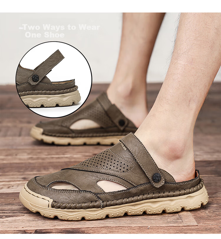 Bull Family Men's Summer Hollow Out Sandals Open Toe Beach Casual Slippers 10