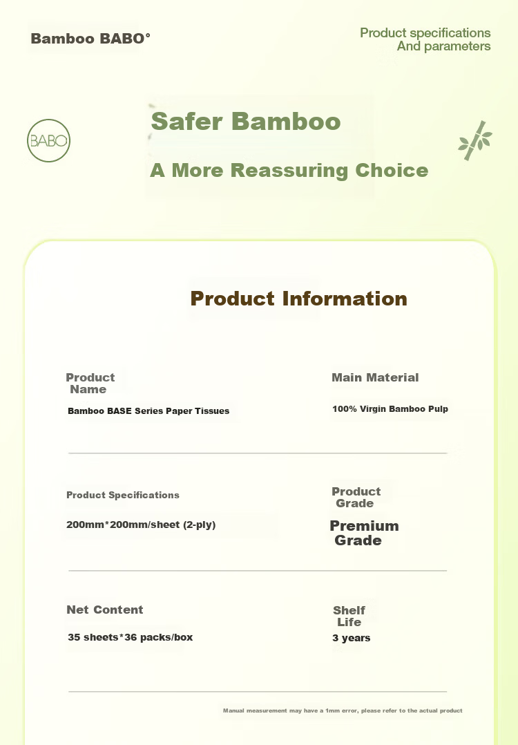 Bamboo Handkerchief Tissue 2-Ply 35 Sheets * 36 Packs Portable Small Pack Original Bamboo Pulp Soft Tissue 1