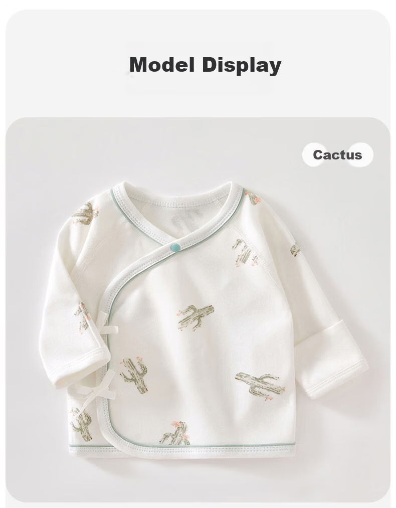 Aibao Baby Half-Back Shirt Spring and Autumn Newborn Top Monk Suit Baby Close-Fitting Homewear T286 Cactus Size 59 2