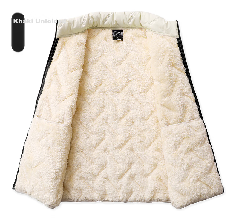 Miiow Men's Cotton Vest Autumn Winter Sleeveless Lamb Wool Thickened Warm Cold-Proof Stand Collar Jacket Black XL 11