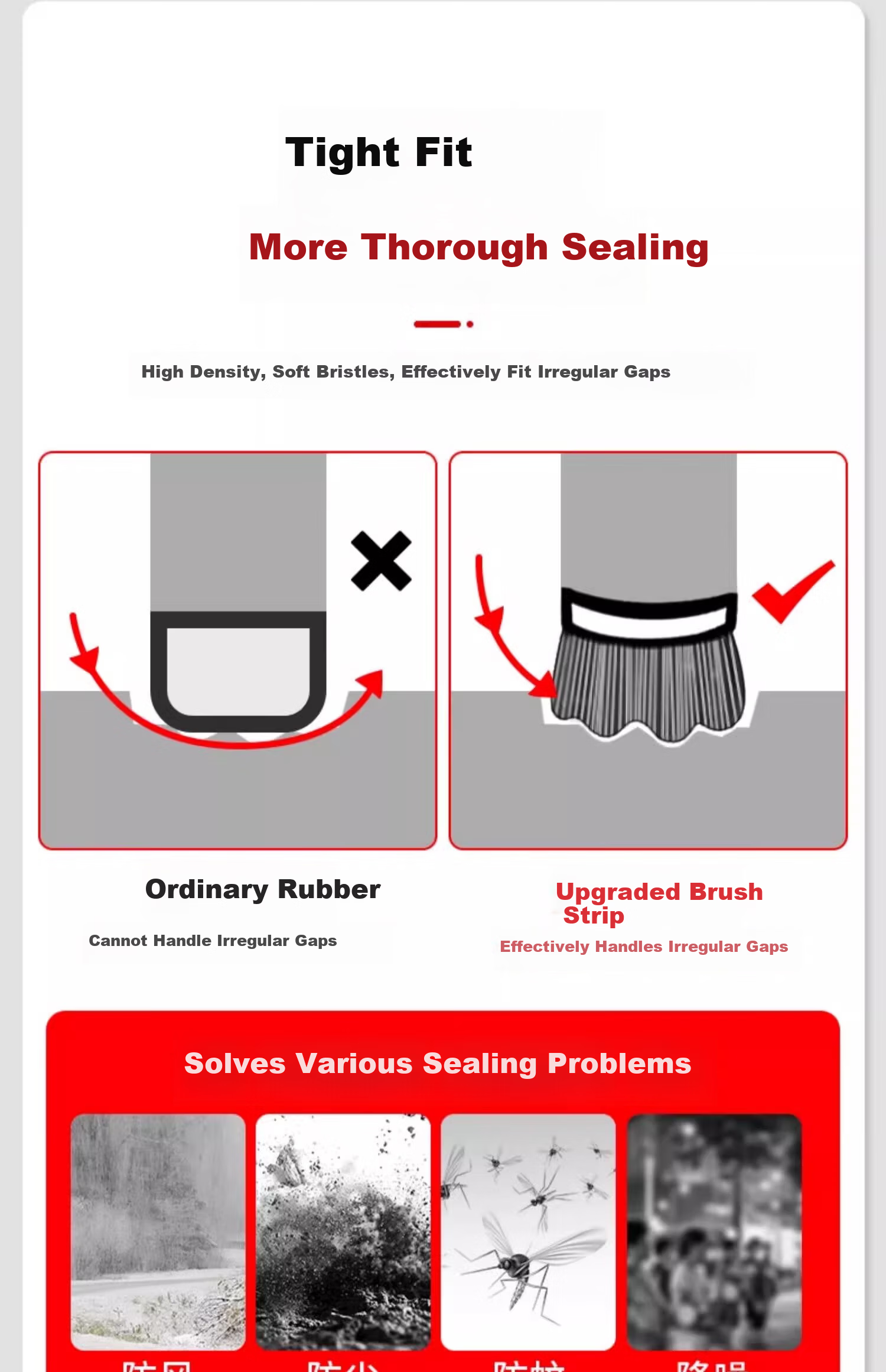 Xiruo Door Gap Sealing Strip Brush for Doors and Windows, Old-style Plastic Steel and Aluminum Alloy Door Gap Slot Brush Strip, Windproof 9