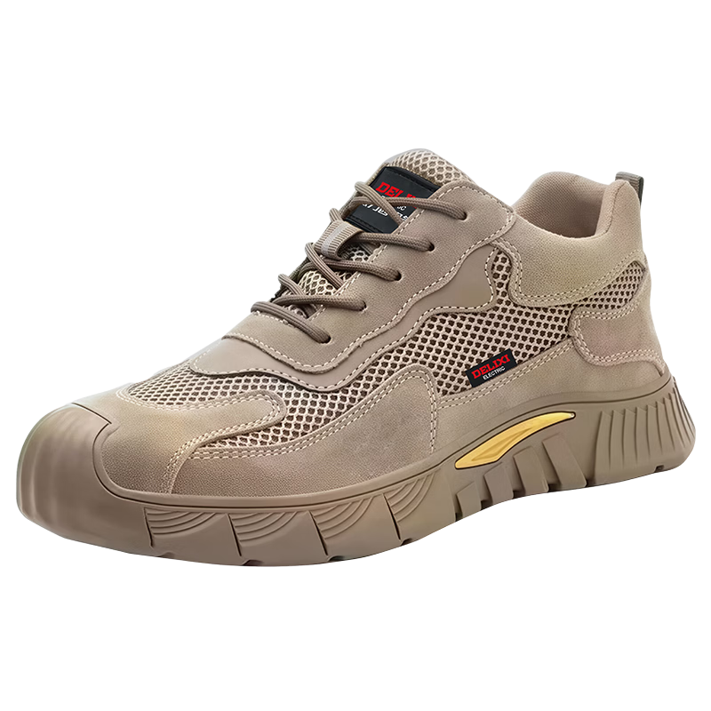 Delixi Electric Summer Breathable Work Safety Shoes for Men, Cow Suede, Plastic Toe Cap, Anti-Smash and Anti-Puncture, 6KV Insulated, Slip-Resistant and Wear-Resistant Electrician Safety Shoes