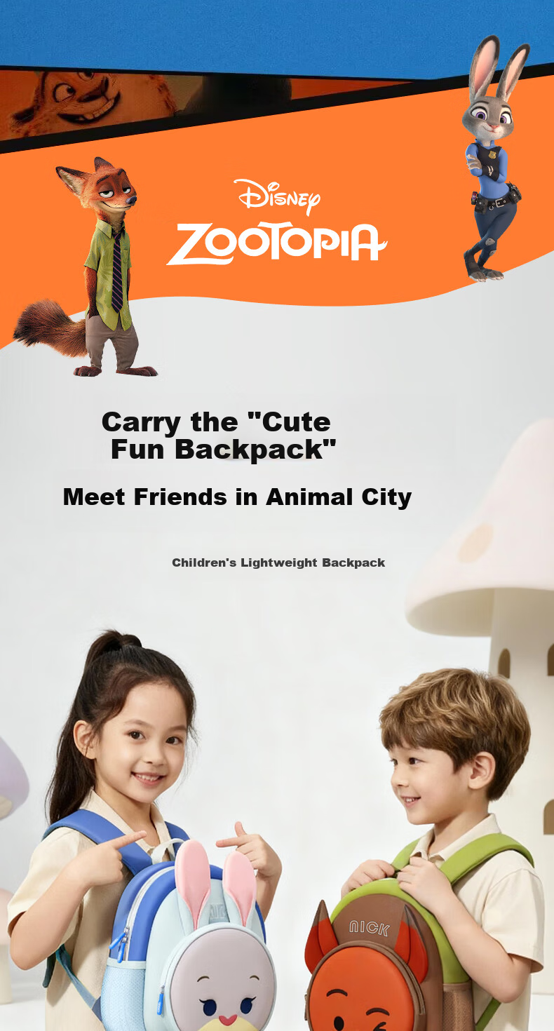 Disney Kids Backpack for Preschool Girls and Boys Lightweight Outdoor Toddler Shoulder Bag Nick 1