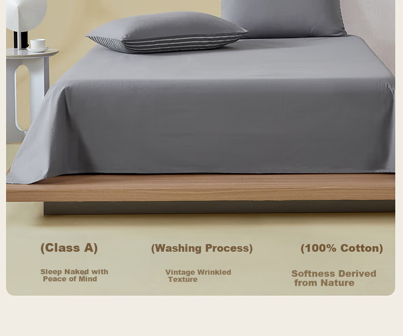 Mercury Home Textiles 100% Cotton 60-Count Washed Long-Staple Cotton A-Class Bed Sheet Single 160x230cm 3