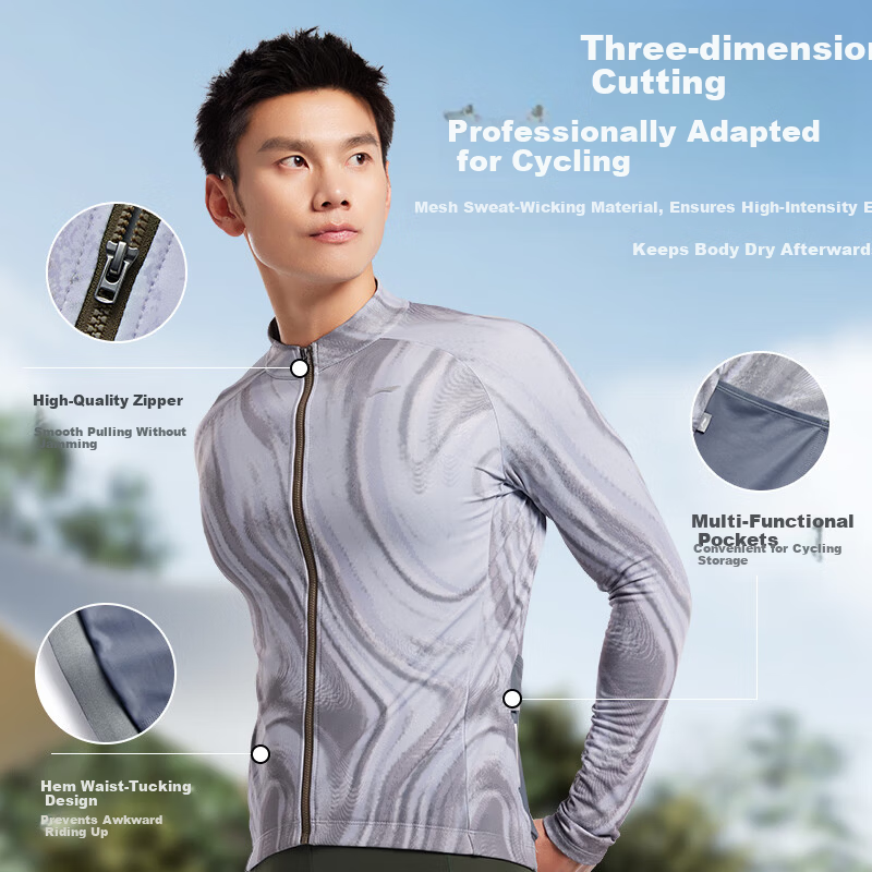 LI-NING Winter Fleece Cycling Jacket Warm Long Sleeve Road Mountain Bike Windproof Jacket Gear