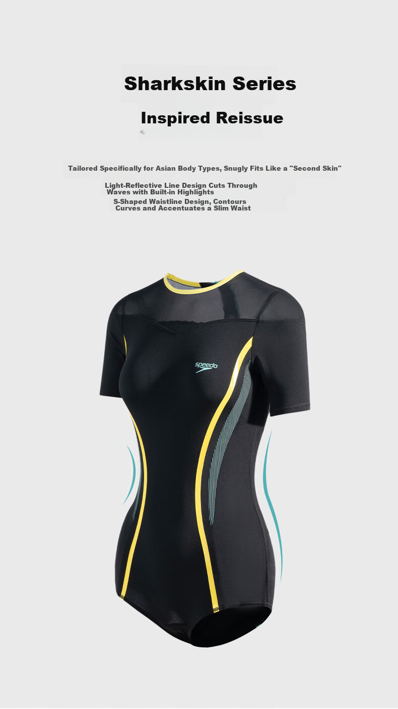 Speedo Black Label Hero6.0 Shark Skin Aurora Shaping Slimming One-Piece Swimsuit for Women, Competitive Speed Training, Black, Size 38 2