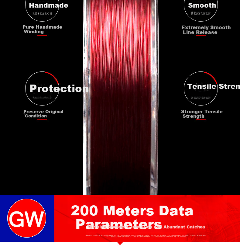 GWGW No.3 200m Black Spider Ultra-Soft Non-Tangling Fishing Line High Tensile Strength Competitive Fishing Line Fishing Gear Accessory 7