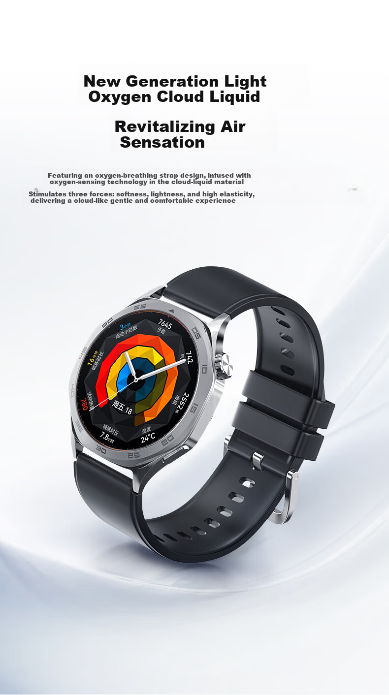CangHua Silicone Watch Band for Huawei Watch5/Watch4 Pro/Watch3/GT6/GT6 Pro/GT5/GT4/GT3 Pro/GT2 Men's Sports Strap Gray 3