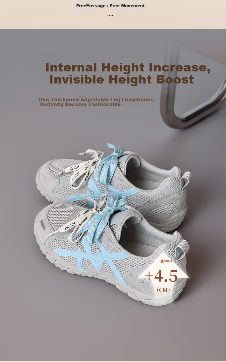 Zhuoshini Thick Sole Derby Shoes 2026 Spring New Women's Mesh Casual Breathable Agan Sneakers Sports Shoes Light Gray Size 38 5