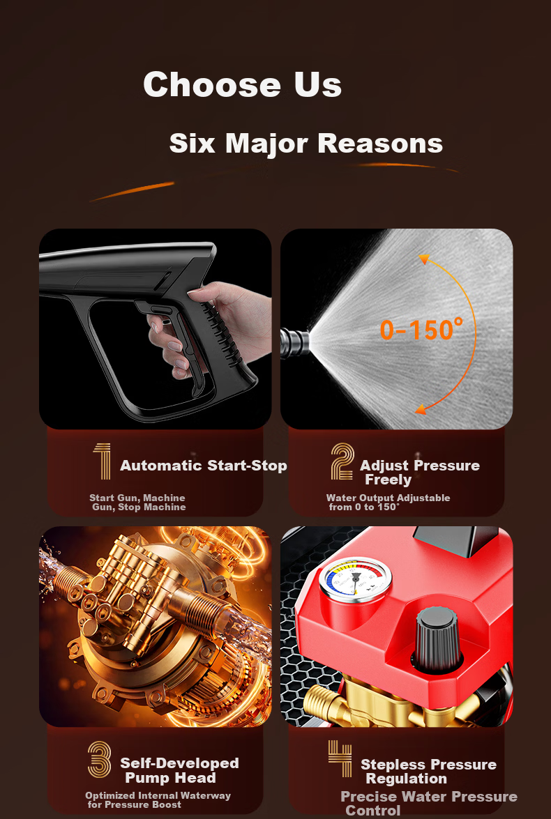 Huiduoduo High-Pressure Car Wash Gun Industrial Commercial Pure Copper Powerful Floor Cleaning Water Pressure 800 Bar 4