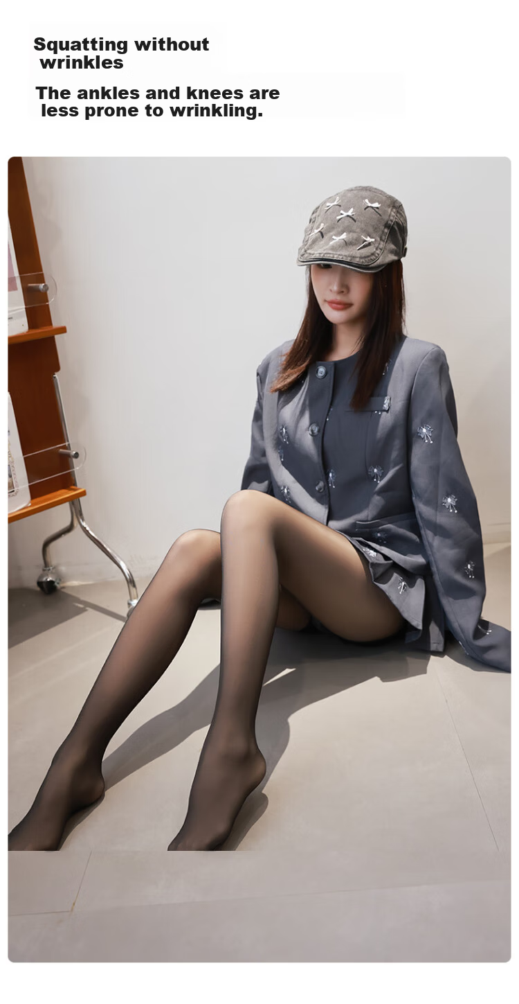 LangSha Black Sheer Skin-Effect Thickened Fleece-Lined Anti-Snag Footed Tights Black [Medium Thickness] 6