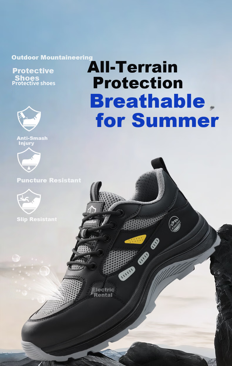 BlueOwl Shield Men's Summer Lightweight Breathable Odor-Resistant Steel Toe Anti-Smash Anti-Puncture Safety Work Shoes D291L Size 38 1