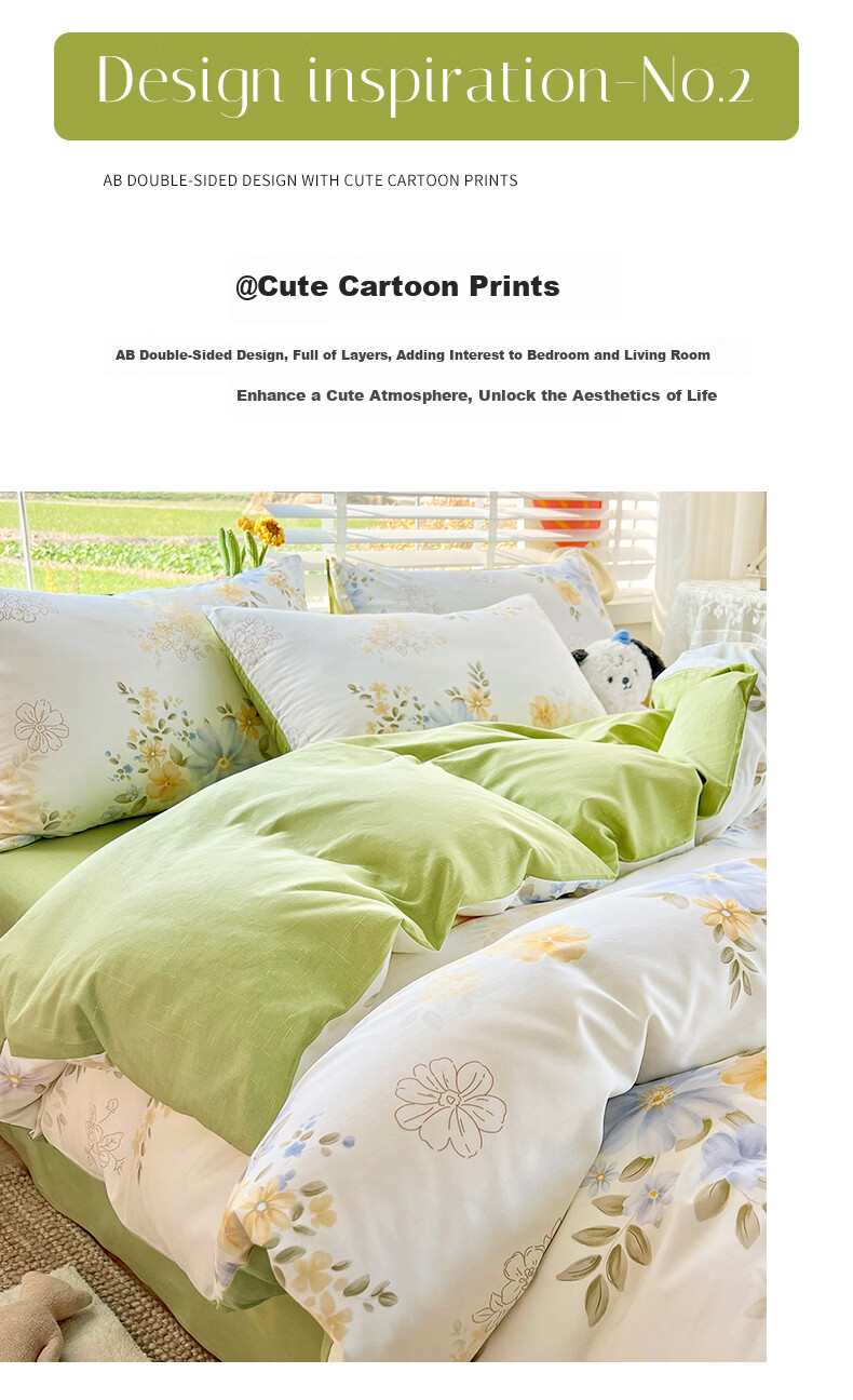 Grace 7A Antibacterial 100% Cotton Four-Piece Bedding Set Xinjiang Cotton Duvet Cover 220x240cm for 1.8/2m Bed 4