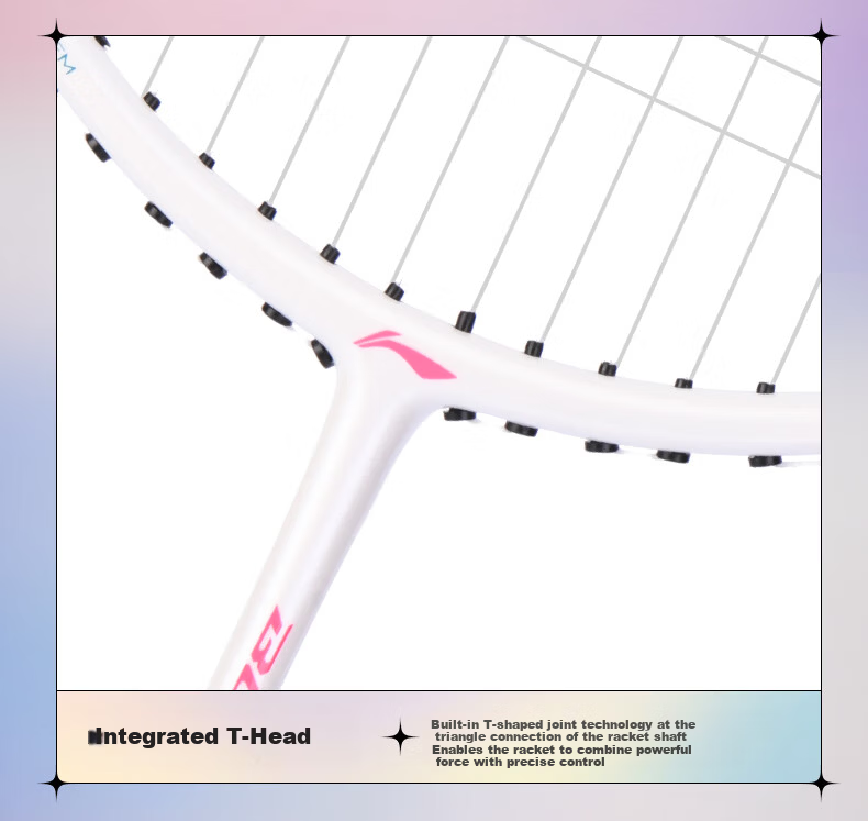 LI-NING Badminton Racket Festival Gift Box Carbon Composite Single Racket Ultra-Light Beginner Fluorescent Pink Pre-Strung 19