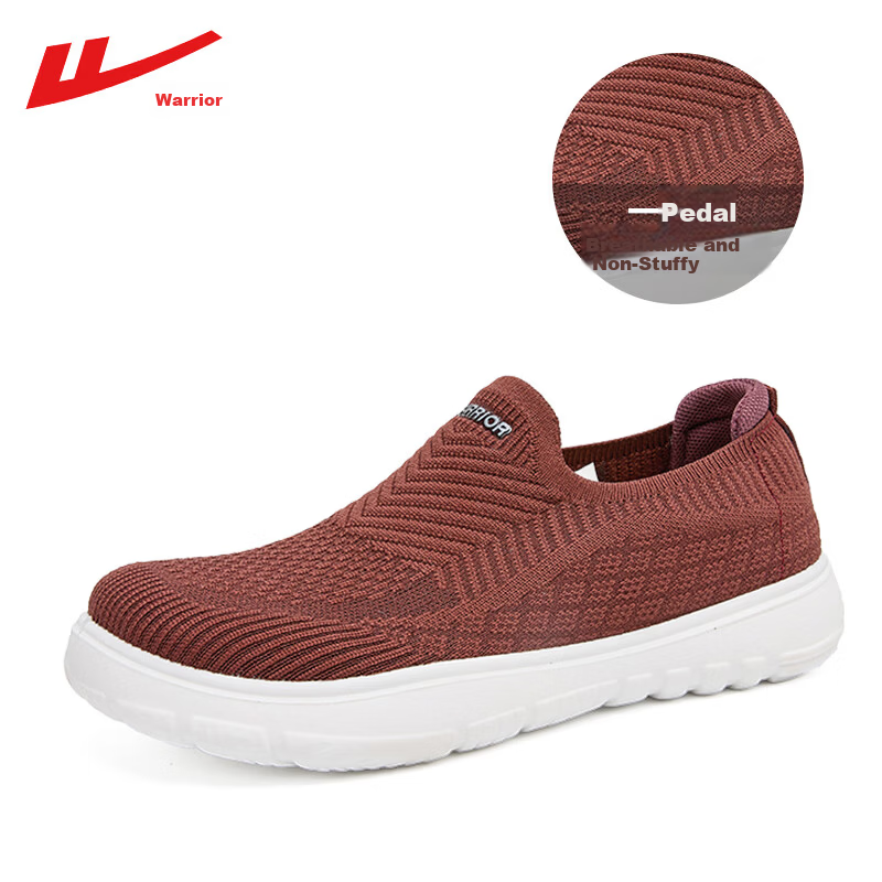 Warrior Mom Shoes Spring Summer New Breathable Cotton Insole Slip-On Mesh Non-Slip Casual Shoes Rose Red Size 37