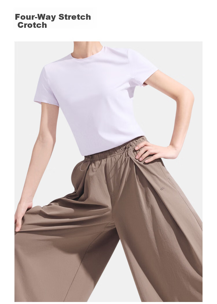 Beneunder Water-Repellent Wide-Leg Casual Pants for Women, Draped Loose Fit Sun-Protective Breathable Sports Trousers WR881 20