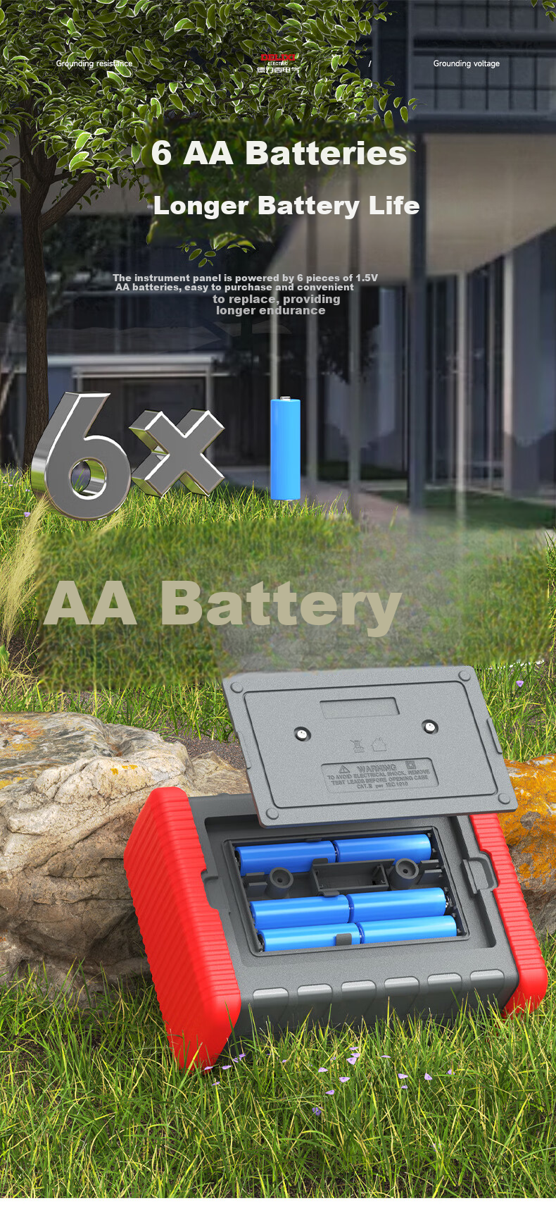 DELIXI ELECTRIC Ground Resistance Tester Handheld Earth Resistance Meter Lightning Protection Digital Ground Tester 11