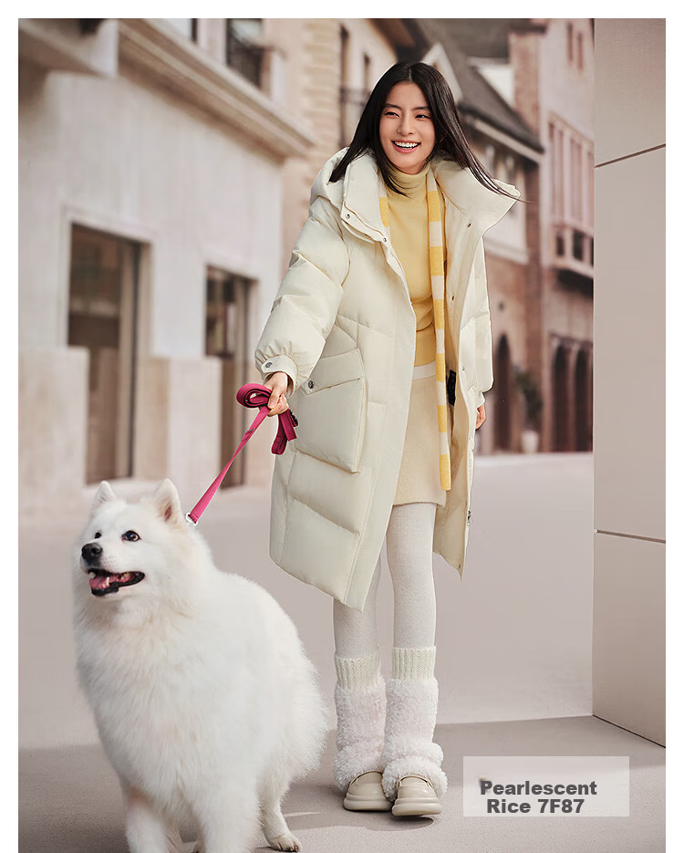 BOSIDENG Off-Season Women's Winter Down Jacket Loose Mid-Length Casual Thickened Removable Hood Stand Collar Casual Coat 18