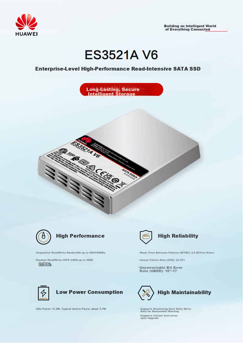 HUAWEI 480GB Enterprise Server SSD 2.5-inch SATA ES3521A V6 Series Domestic SSD for Trusted Server Compatibility 1