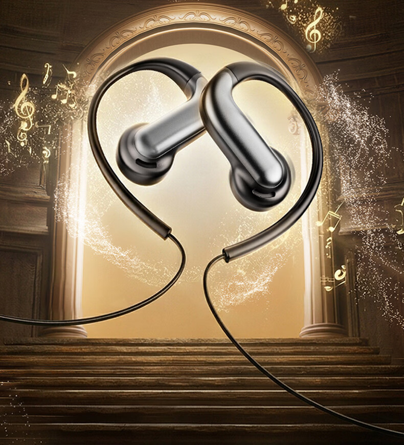 Zhiguozhe 2026 Latest Wired Earhook Earphones with Microphone 2-in-1 Type-C Desktop Laptop Non-In-Ear Comfortable 3.5mm Non-Bone Conduction 8