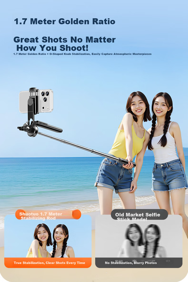 Shuotu [Zoom Mini Tripod] Selfie Stick, Phone Stand, Floor-Standing Live Streaming Stand, Handheld Portable Travel Gadget, Zoomable Photography Tool, 360° Rotatable 6