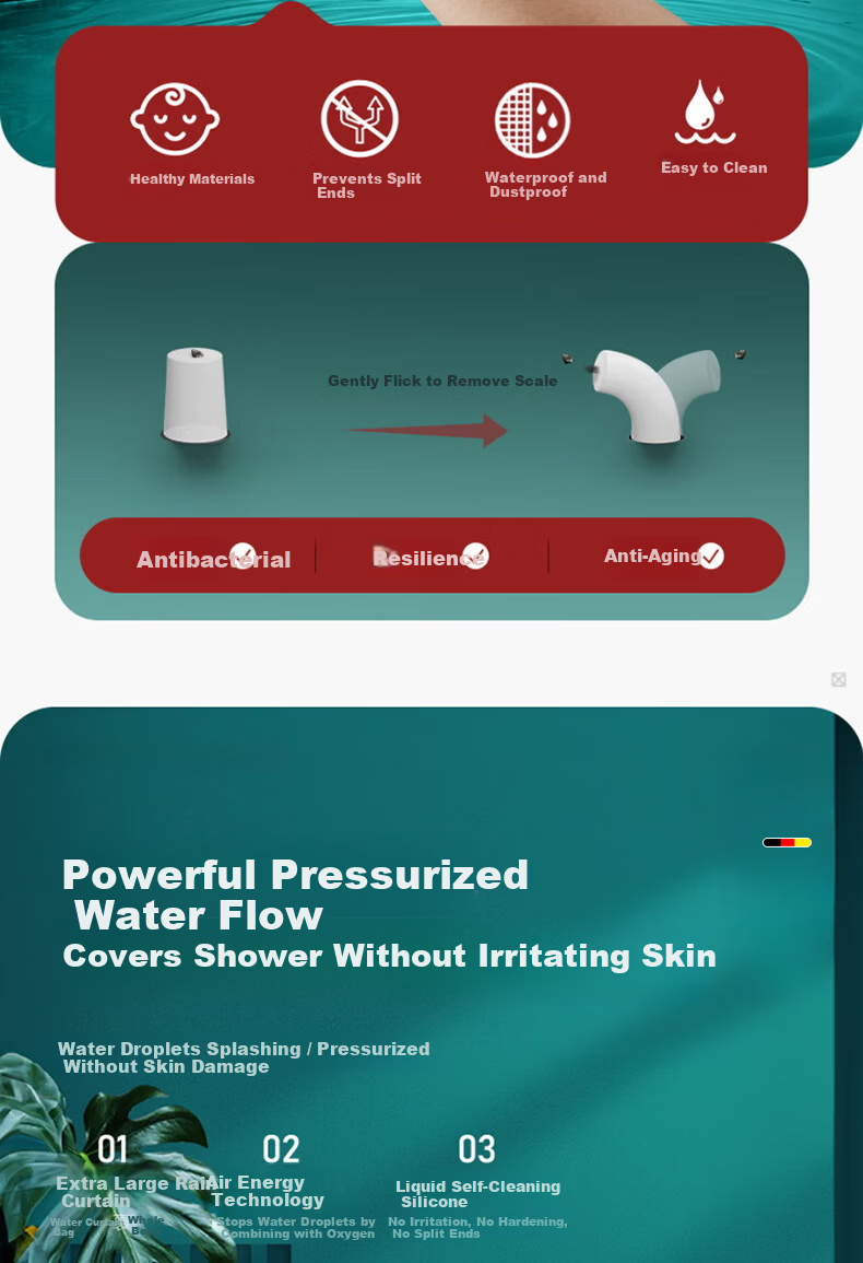 HOMK [Germany] Shower Head with Large Pore Filter, Chlorine Removal, Pressure Boost, Single Head Shower Sprayer 10