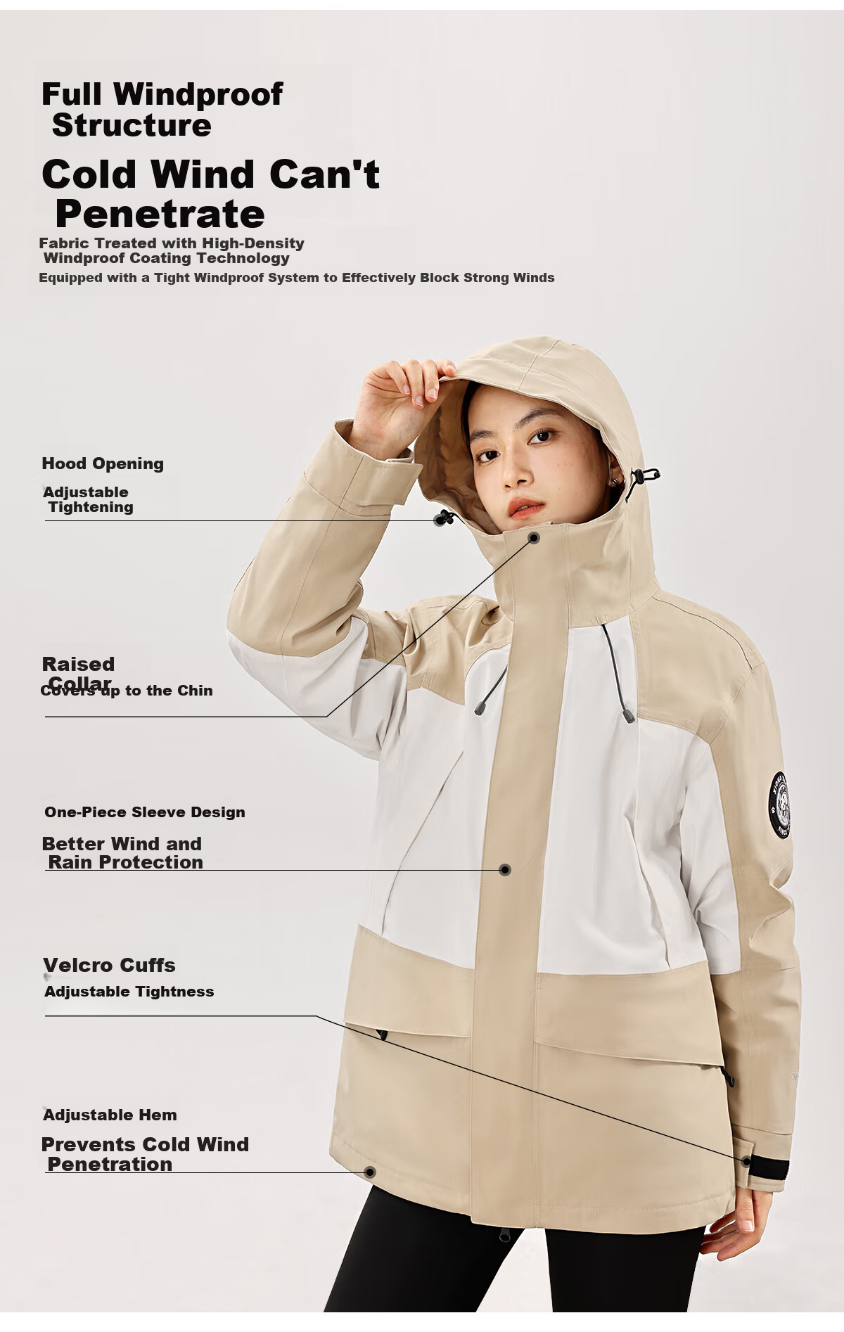 Panda Camel Series 3-in-1 Down Jacket Unisex Autumn Winter Outdoor Waterproof Mountaineering Coat 8170 Black XS 9
