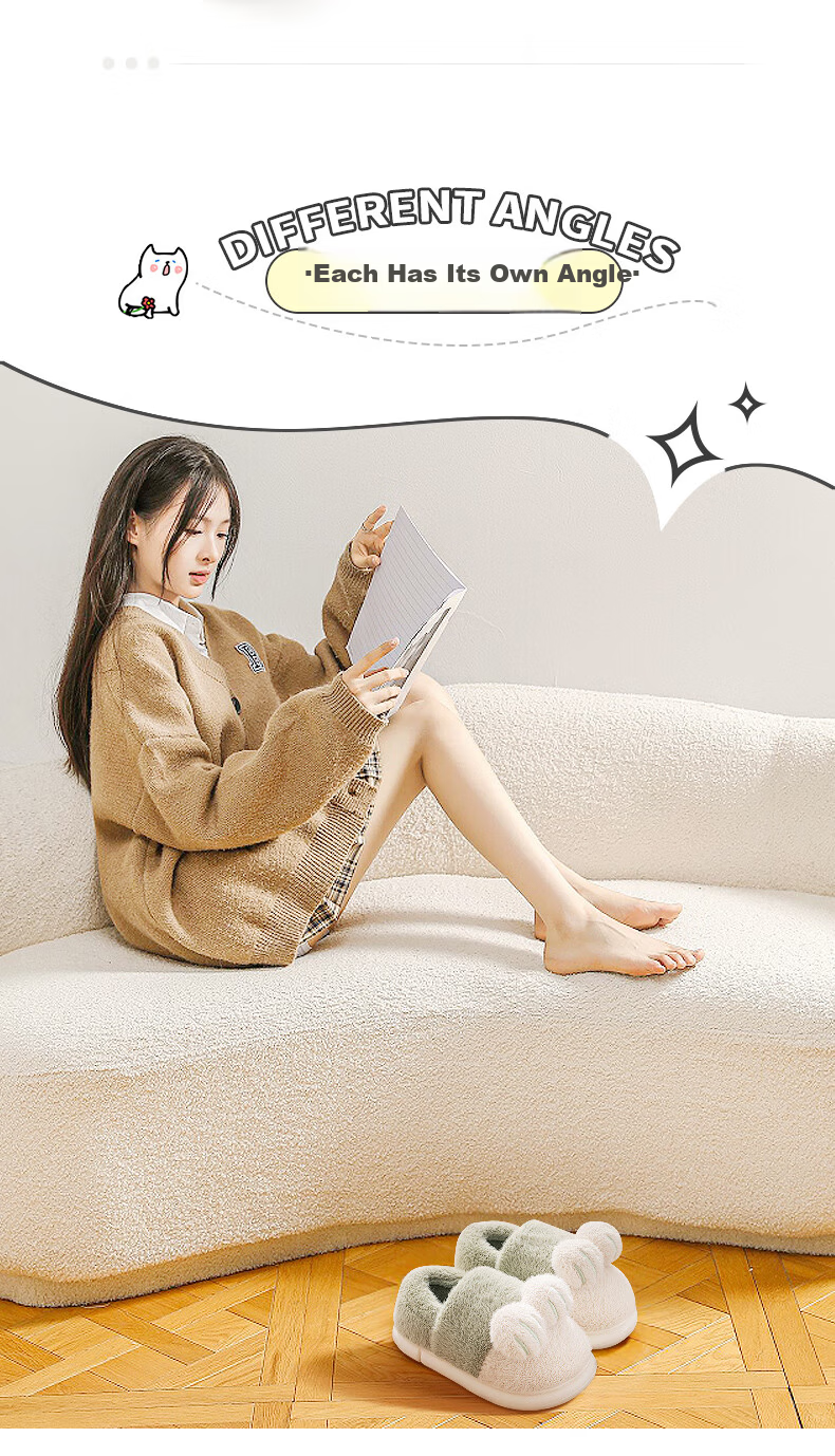 Runrou Women's Cotton Slippers with Heel Cover Autumn Winter 2025 New Maternity Indoor Furry Warm Plush Cotton Shoes 12