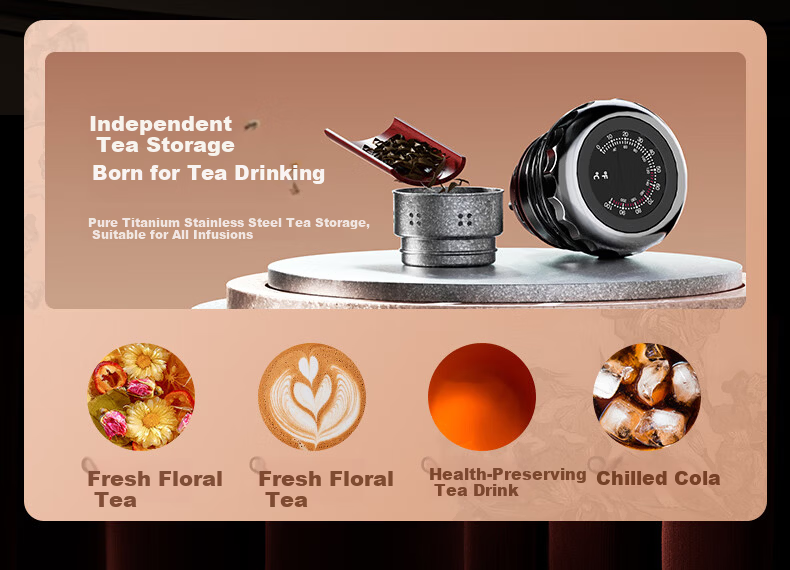 Germ Pure Titanium Insulated Thermos Van Gogh Collaboration Temperature Display Water Bottle Women's Direct Drinking Tea Cup Gift Box 580ML Rose 6