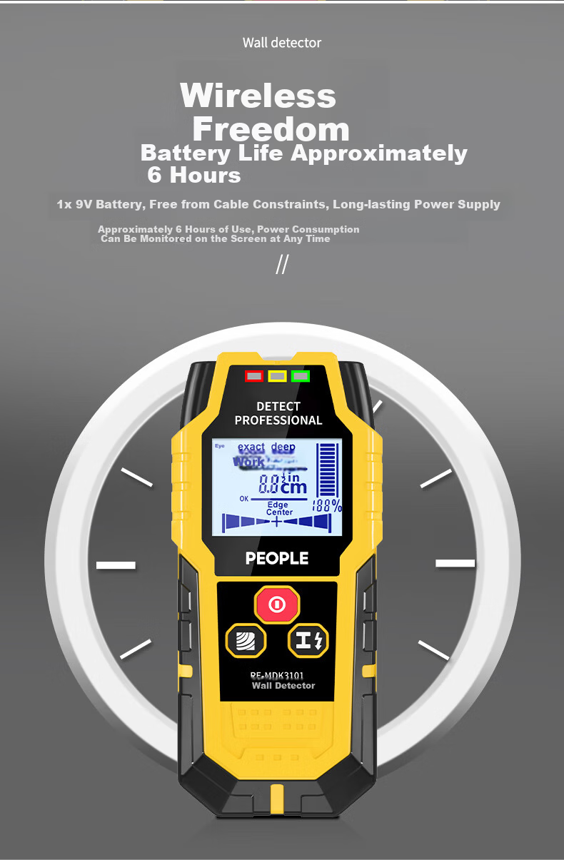 People Multifunctional Wall Detector Metal Rebar Wire Water Pipe Wood Detector Live Cable Pipeline Locator 4