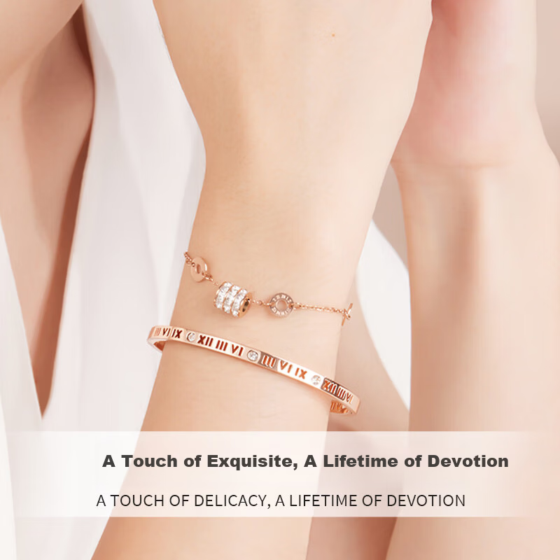 Chow Tai Fook [1000+ Stores] Rose Gold Luxury Slim Waist Bracelet for Women Stackable Bangle Birthday Gift for Girlfriend