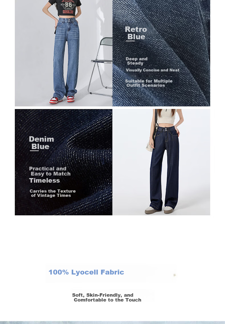 Boruilai Lyocell Narrow Fit Women's Jeans 2026 New High-End Spring Straight Leg Casual Trendy 4