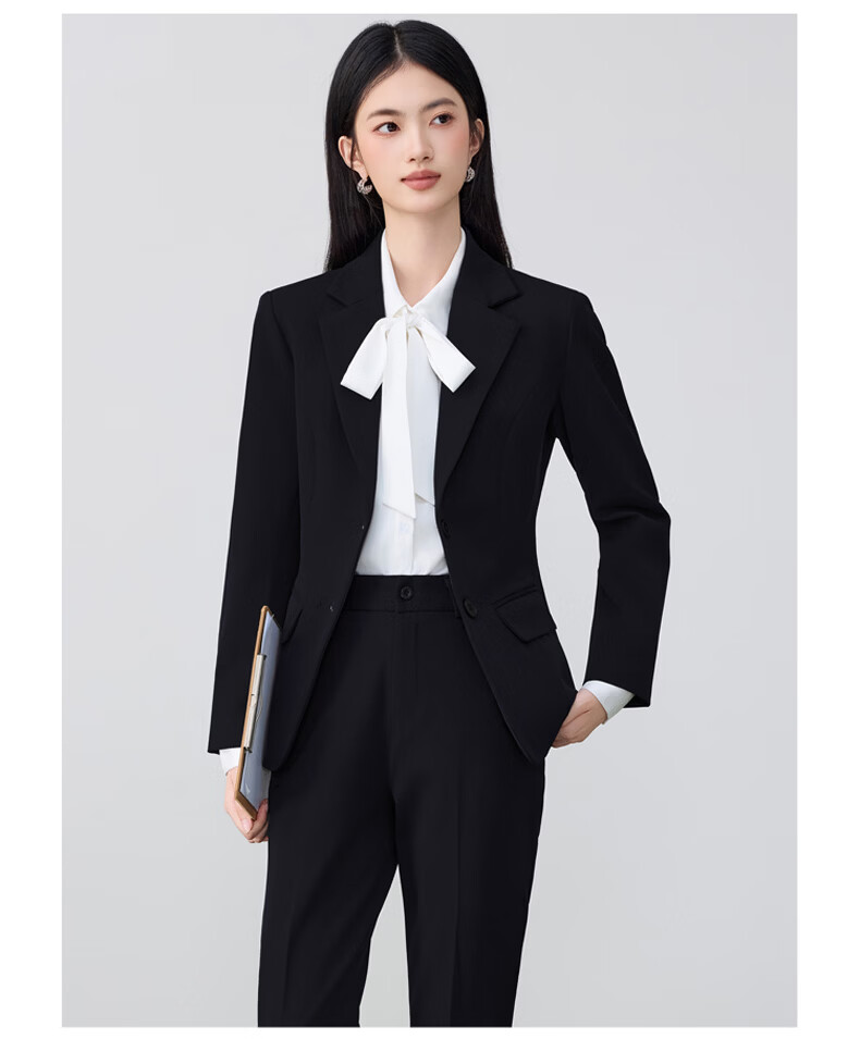 Chaoxu White Long Sleeve Bow Tie Shirt Women's Professional Slim Fit Elegant Casual Blouse 22