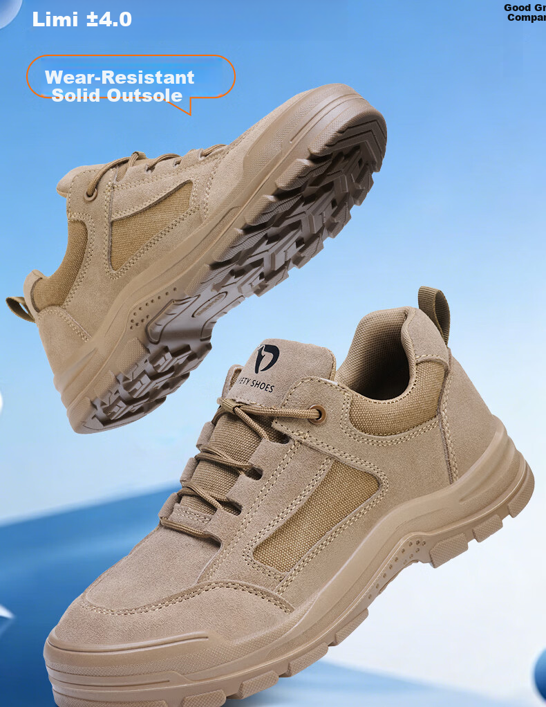 FUCHENG Men's Breathable Steel Toe Safety Work Shoes Anti-Smash Anti-Puncture Lightweight Durable Solid Construction Site Safety Shoes 573 Size 37 3