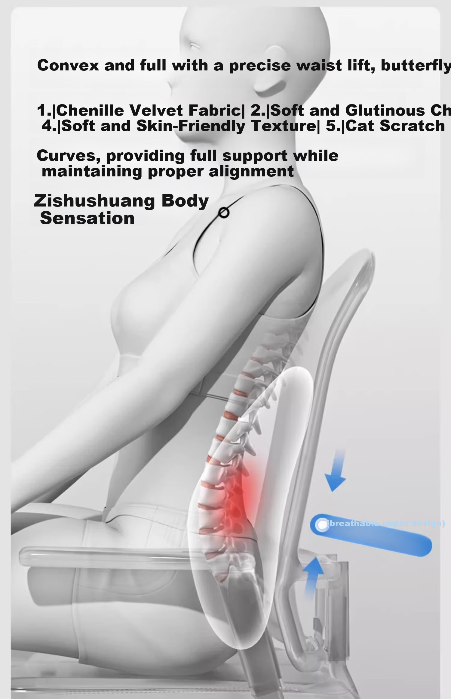 Nila Lumbar Support Office Cushion Seat Pad Workstation Long Sitting Waist Pillow Backrest Cushion Lumbar Support Pad Waist Protector 9