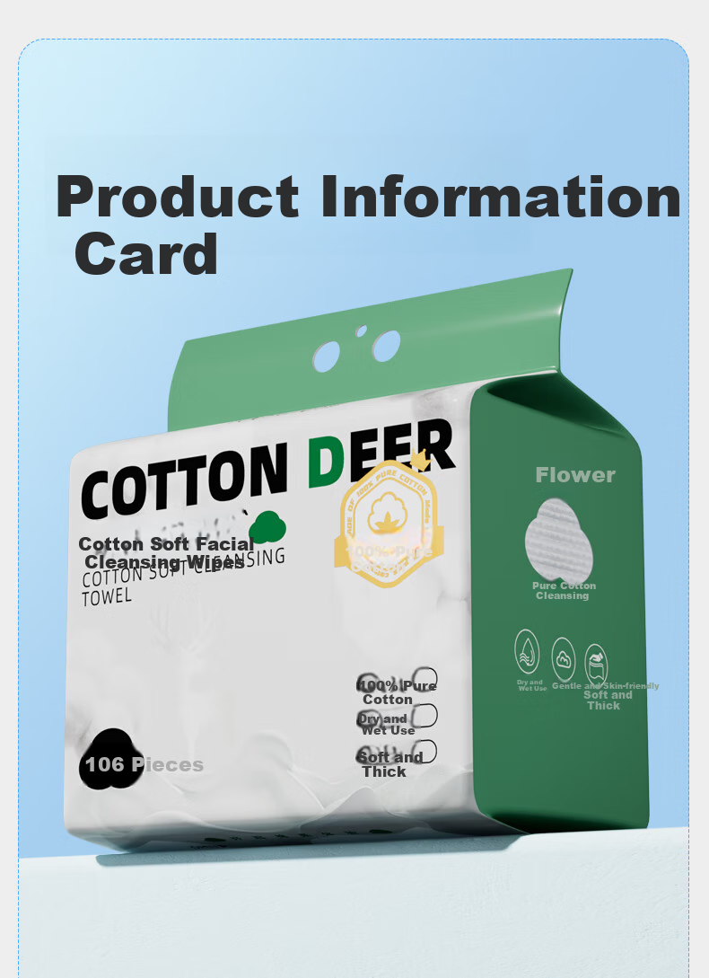 Cotton Deer Pure Cotton Hanging Facial Towels, Extra Large and Thick, Dual-use Dry and Wet Face Wipes, Makeup Cotton Cleansing Towels, 2 Packs 20